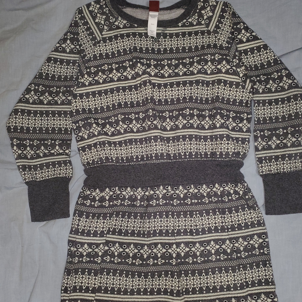 Tea Collection Black and Cream Patterned Kids Dress